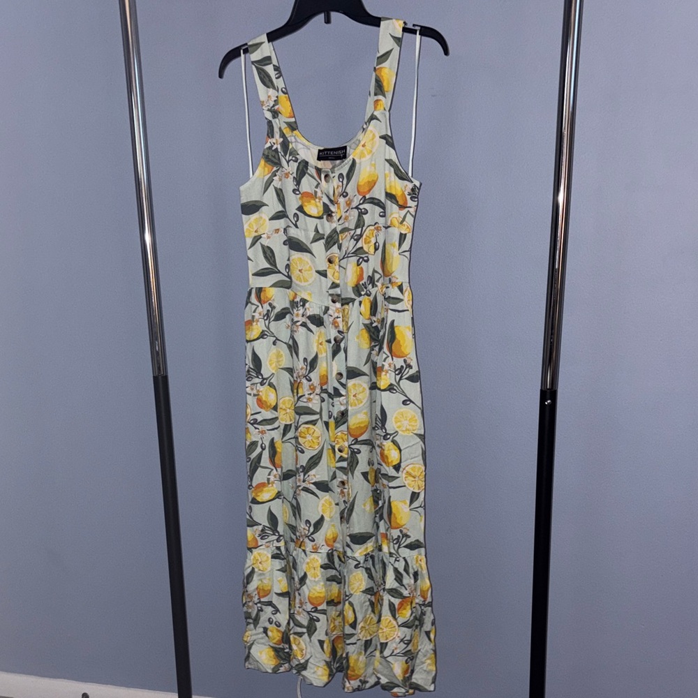 NWT Kittenish Lemon Print Maxi Dress - Picture 7 of 12